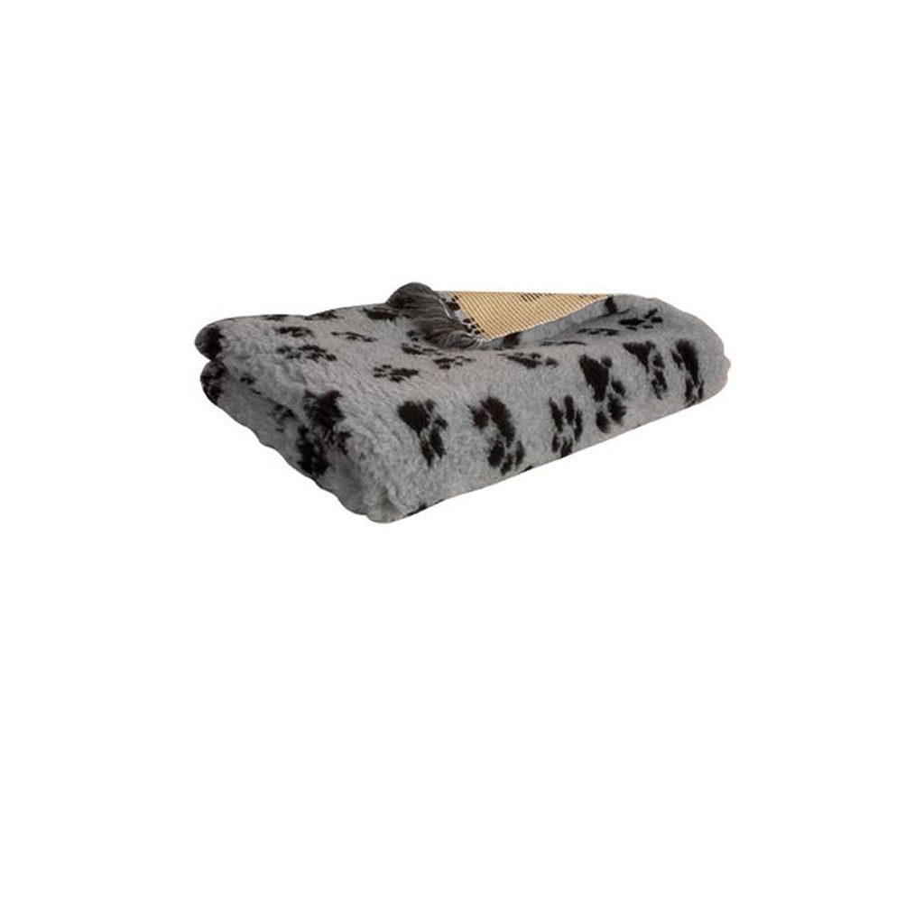 TAPIS VET MOTIF 0.50M X 0.75M GRIS MOTIF PATTES 950 g/m² , H des poils 26 mm