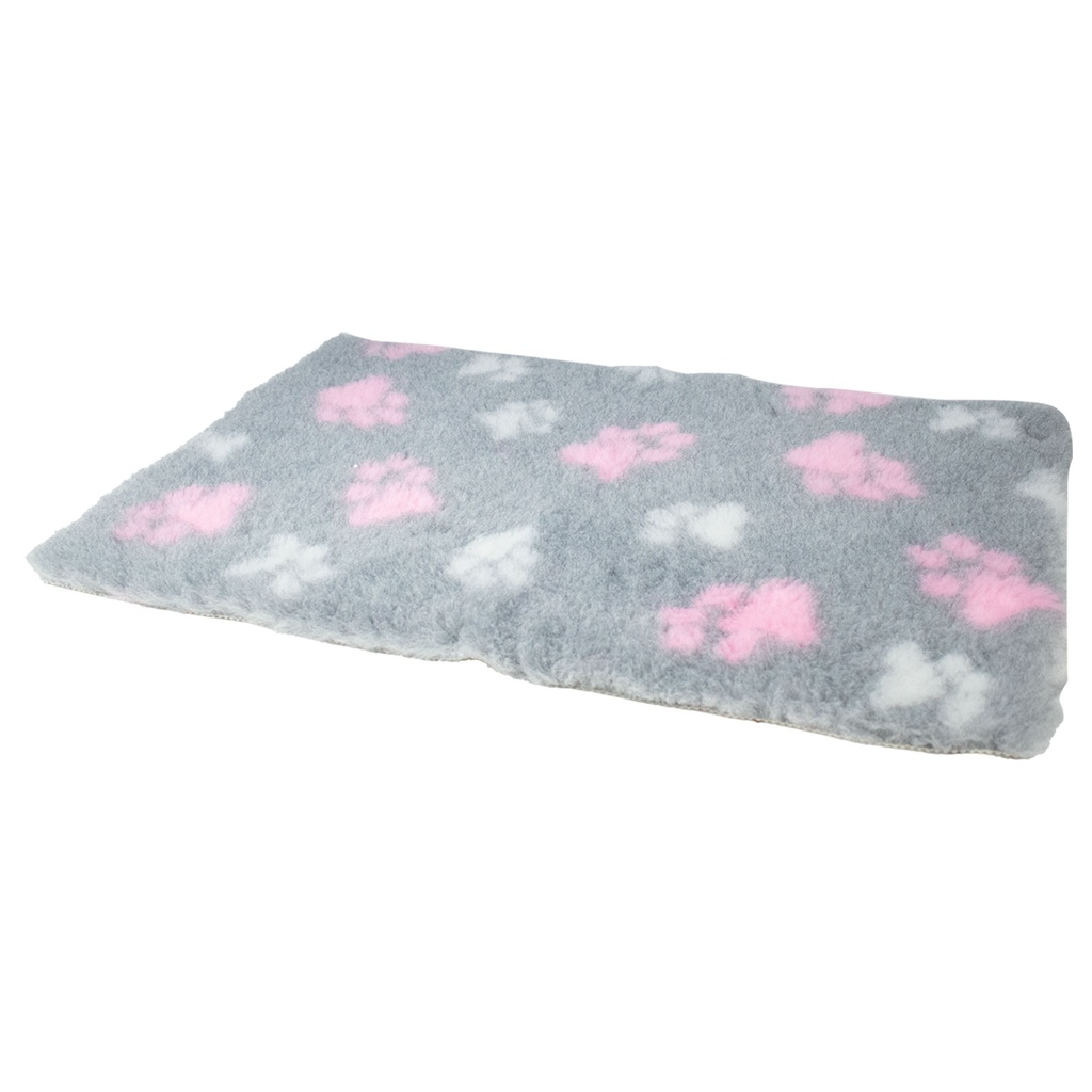 TAPIS VET DECO PRO GRIS MOTIF PATTES ROSE/BLANC 0,50X0,75M /1225GR/M2 /H POILS 2