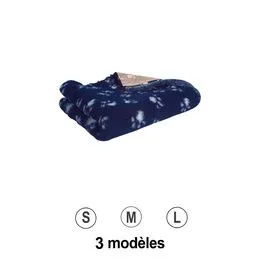 TAPIS VET MOTIF 0.75M X 1M BLEU MARINE MOTIF PATTES 950 g/m² , H des poils 26 m