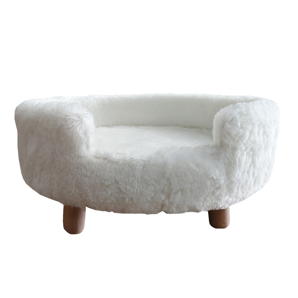 SOFA CHAT & PETIT CHIEN ''DALVY'' BLANC : Ø 43cm x H 20cm (dont tax EMOB 0.17 €)