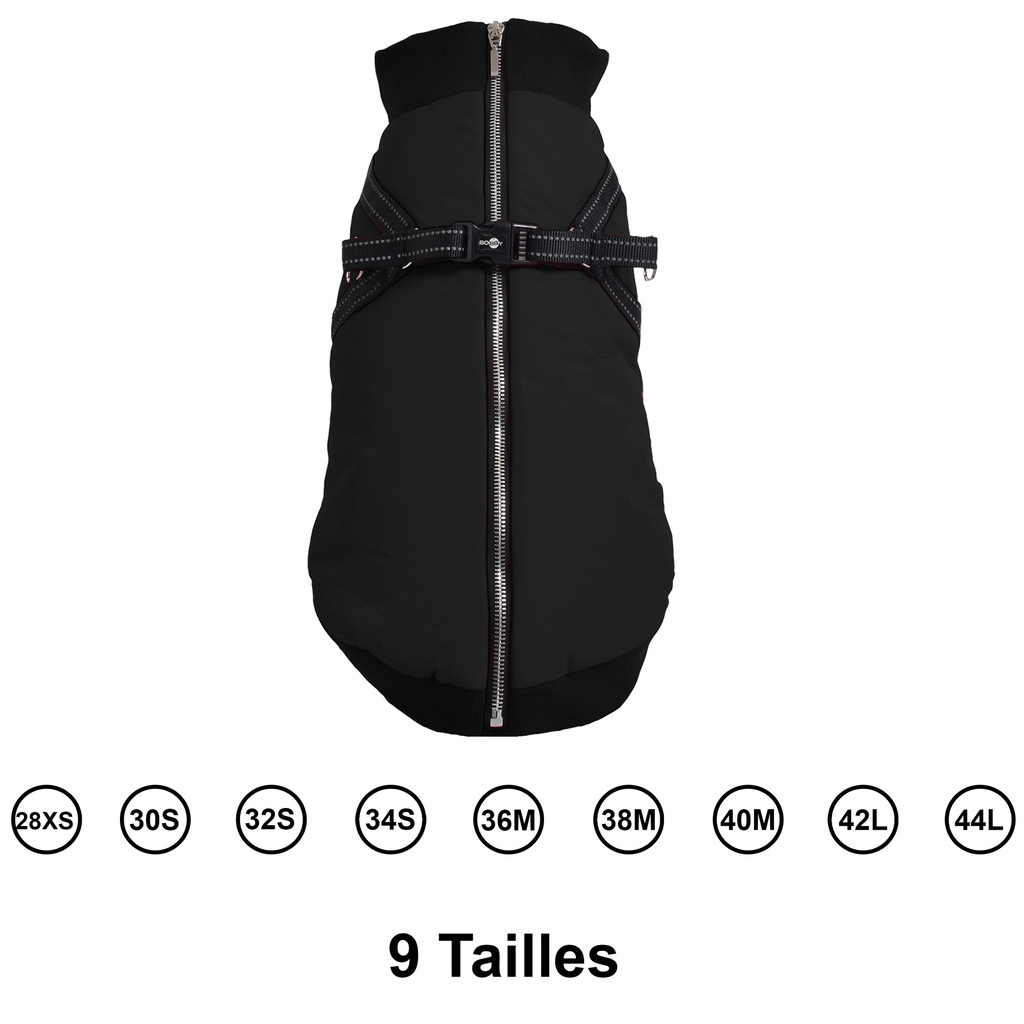 MANTEAU BOMBER NOIR AVEC HARNAIS INTEGRE 28XS