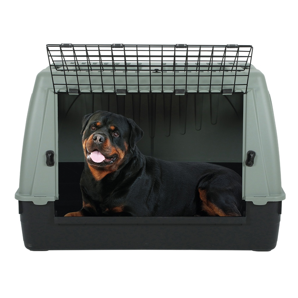 CAGE TRANSPORT TRAVEL CAGE PLASTIQUE RECYCLE 100*60*65CM REMP L0762