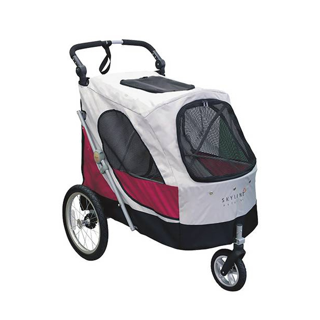 POUSSETTE AVENTURA-XL GRIS-ROUGE CHIENS MOINS 45KG