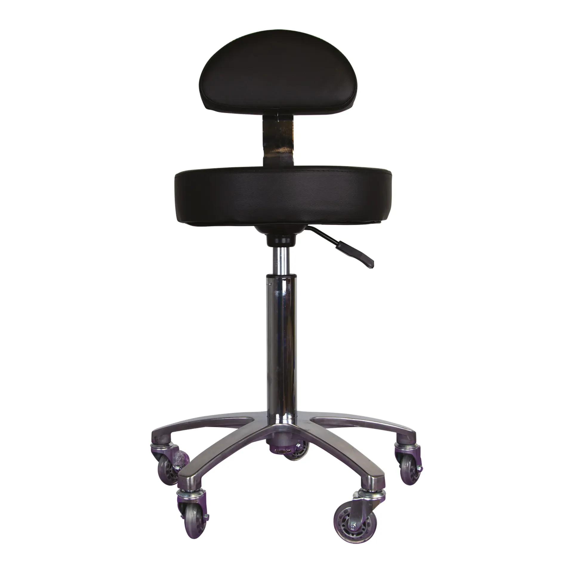 TABOURET ROND AVEC DOSSIER NOIR - 55/74 CM DIAM 34CM - POMPE A GAZ