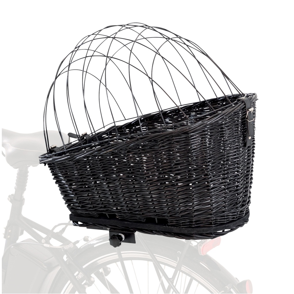 PANIER A VELO + GRILLE PORTE-BAGAGES OSIER/METAL 35 × 49 × 55 CM NOIR