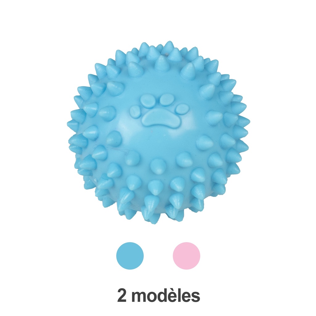 BALLE AVEC PICOTS BLEUE POUR CHIOT DIAM 6 CM