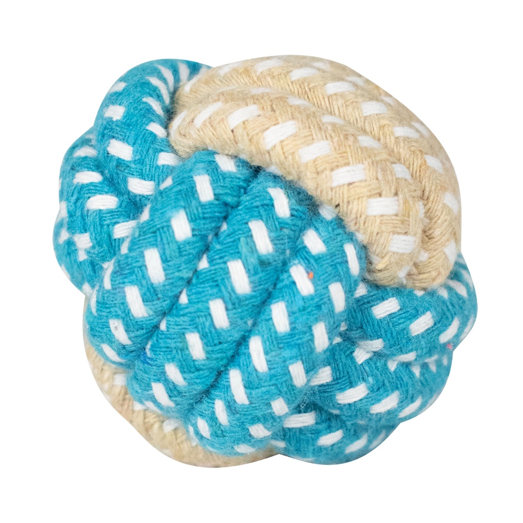 BALLE CORDE BICOLOR BLEU ET BEIGE DIAM 5CM