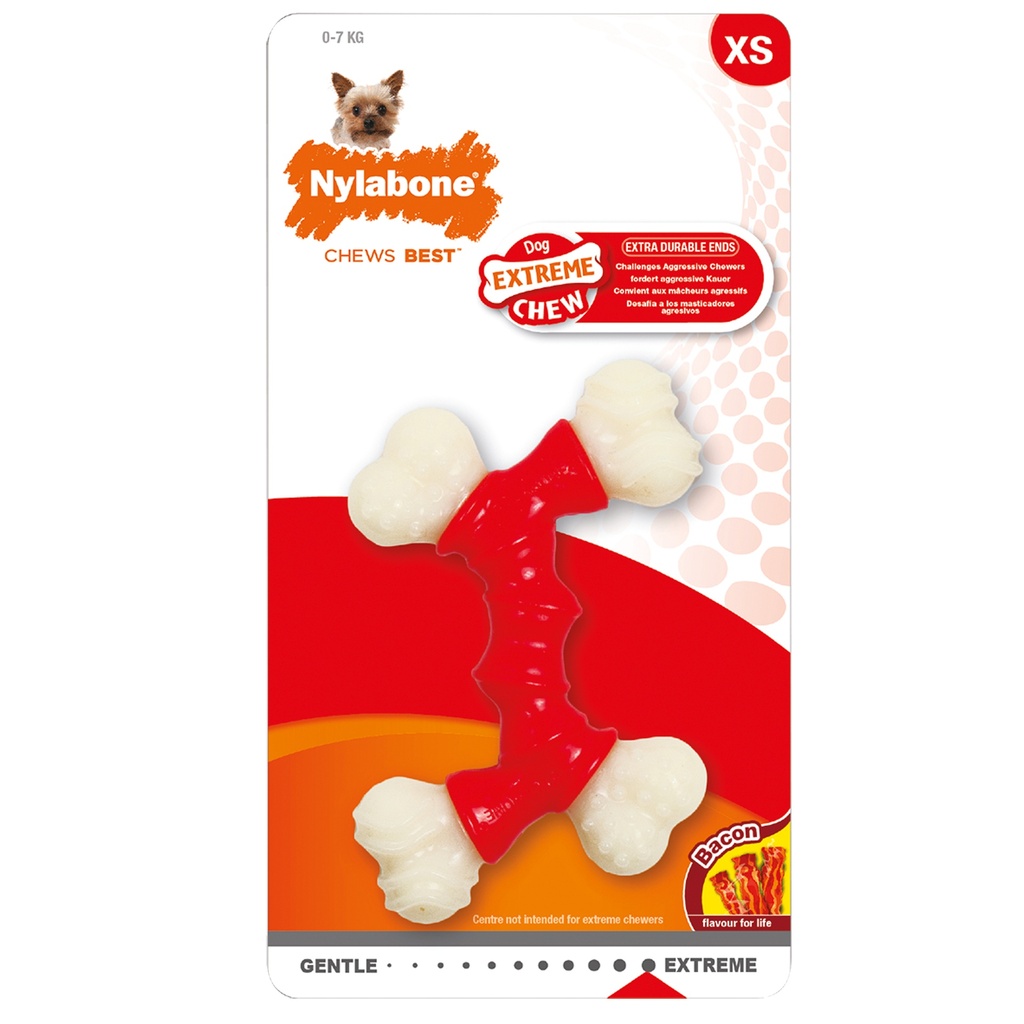NYLABONE DBLE BONE XS : BACON 10CM