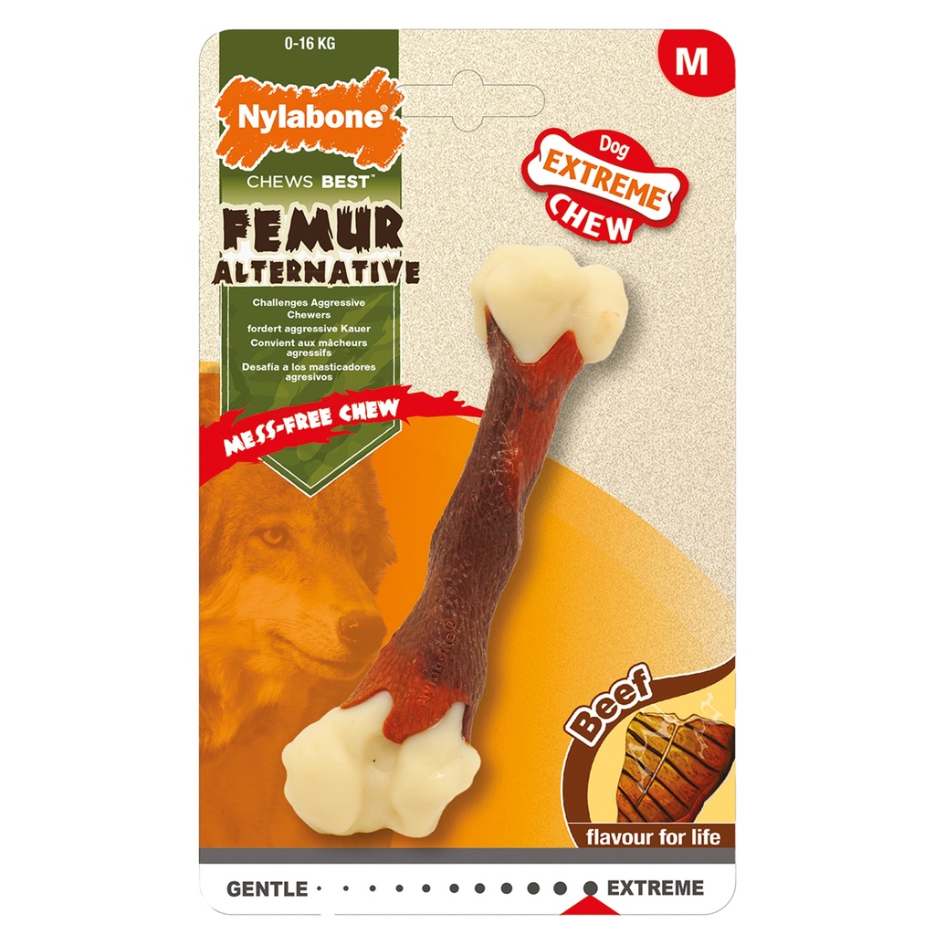 NYLABONE EXTREME CHEW FEMUR MEDIUM : BŒUF 12,5CM