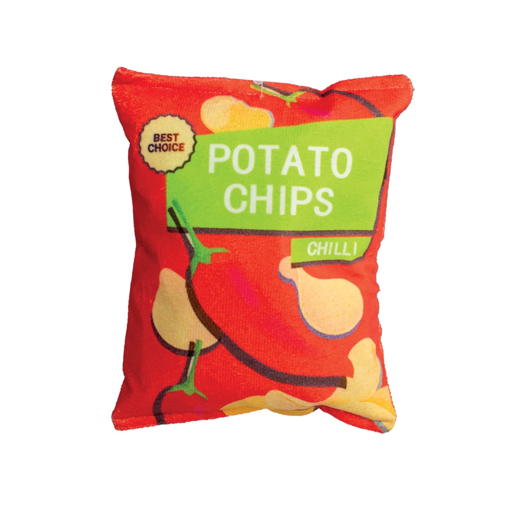 PAQUET DE CHIPS PELUCHE ET PAPIER FROISSE 17CM