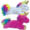 PELUCHE SONORE LICORNE BLANCHE / CORNE ET PATTES OR - 15CM