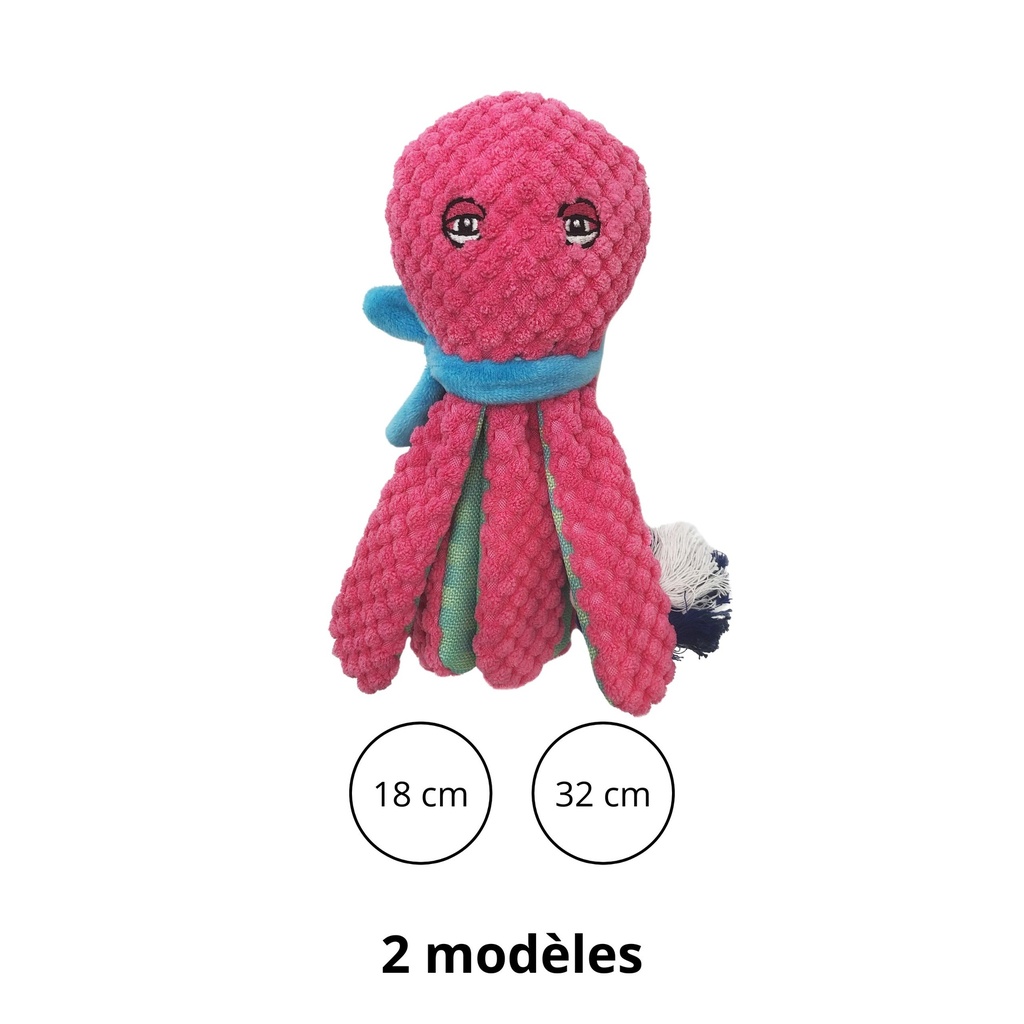 PELUCHE POULPE 2 EN 1 AVEC PELUCHE BOUTEILLE 32CM