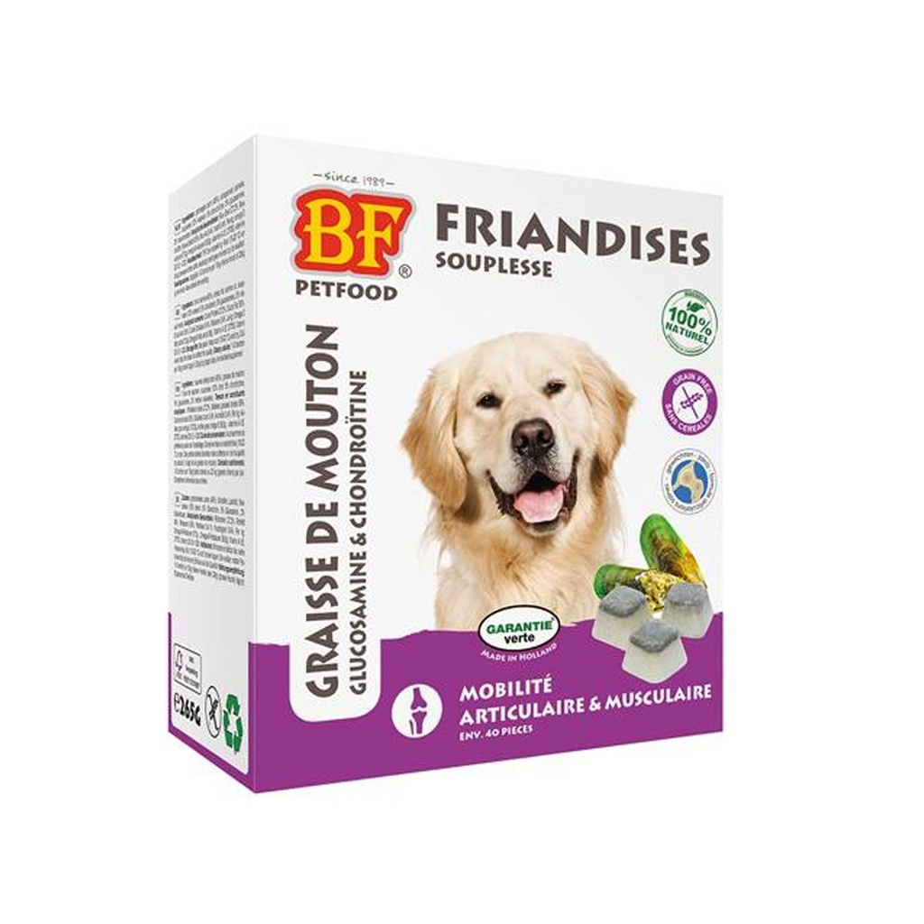 BIOFOOD BONBON SOUPLESSE SAUMON, CHONDROÏTINE, GLUCOSAMINE 265G 40PCS