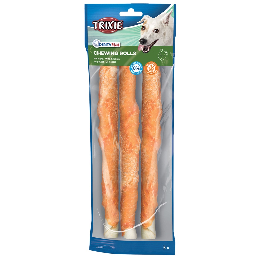 DENTA FUN CHICKEN CHEWING ROLLS, 17 CM, 3 PCS/140 G