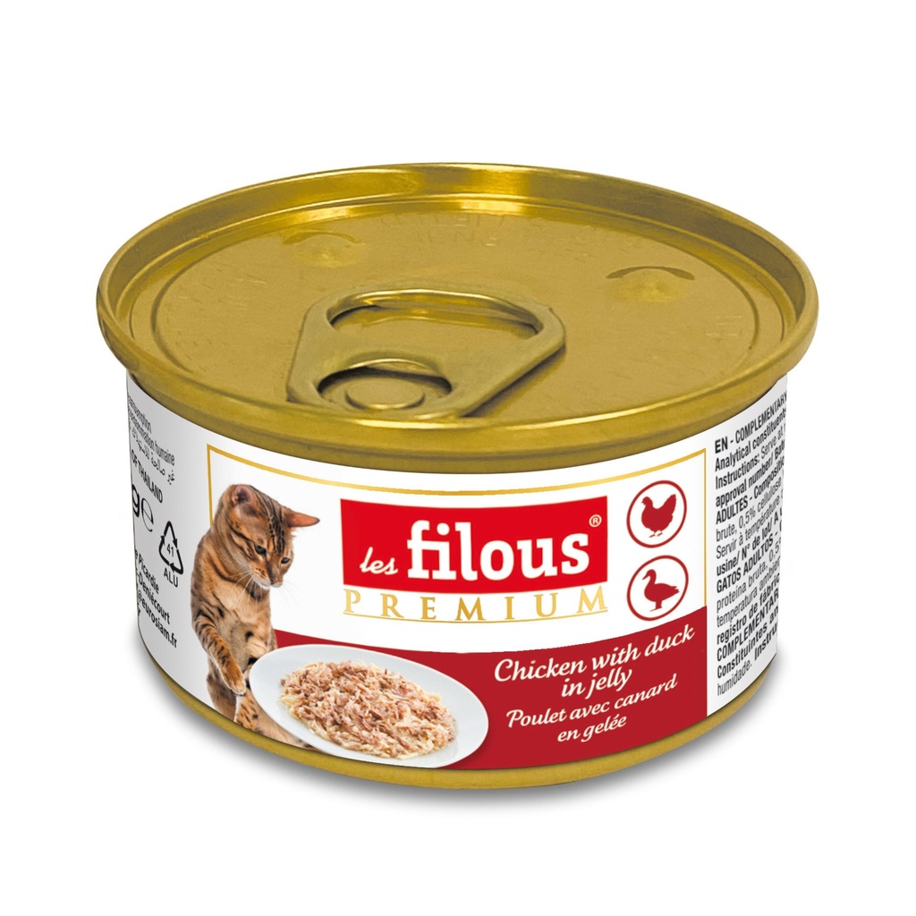 POULET AVEC CANARD EN GELEE 85G LES FILOUS 12PCS