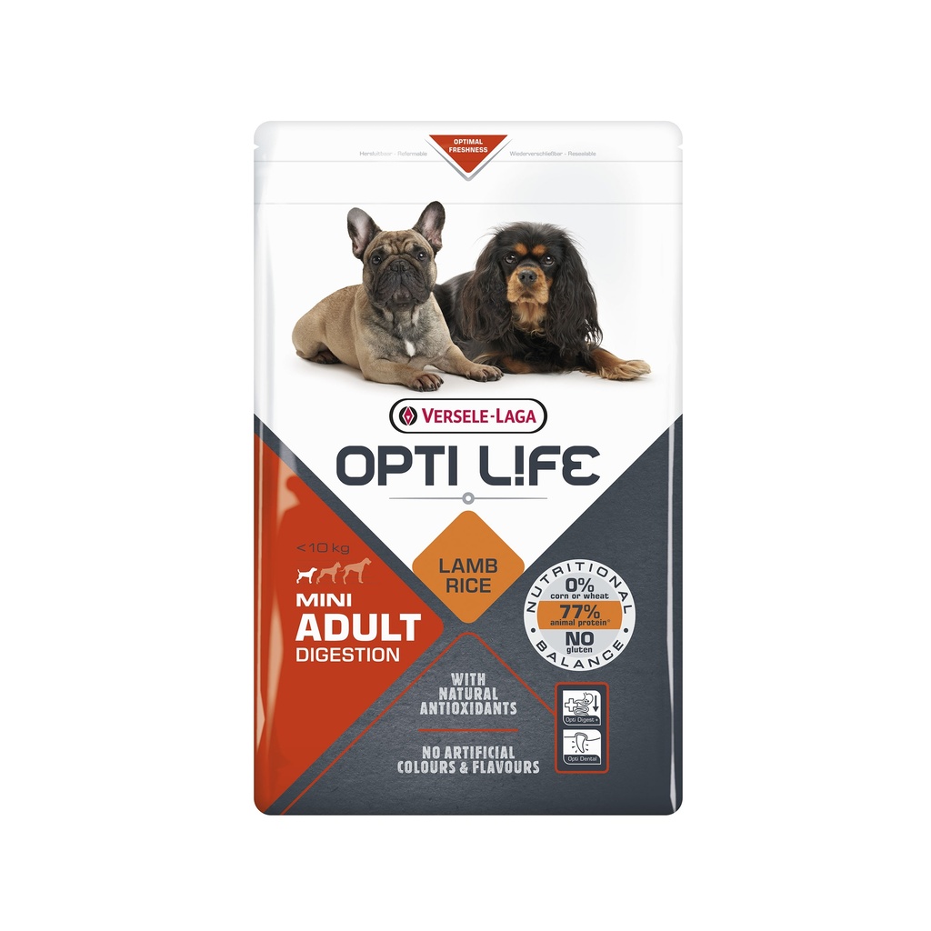 OPTILIFE CHIEN MINI ADULT DIGESTION A L'AGNEAU - 2,5KG
