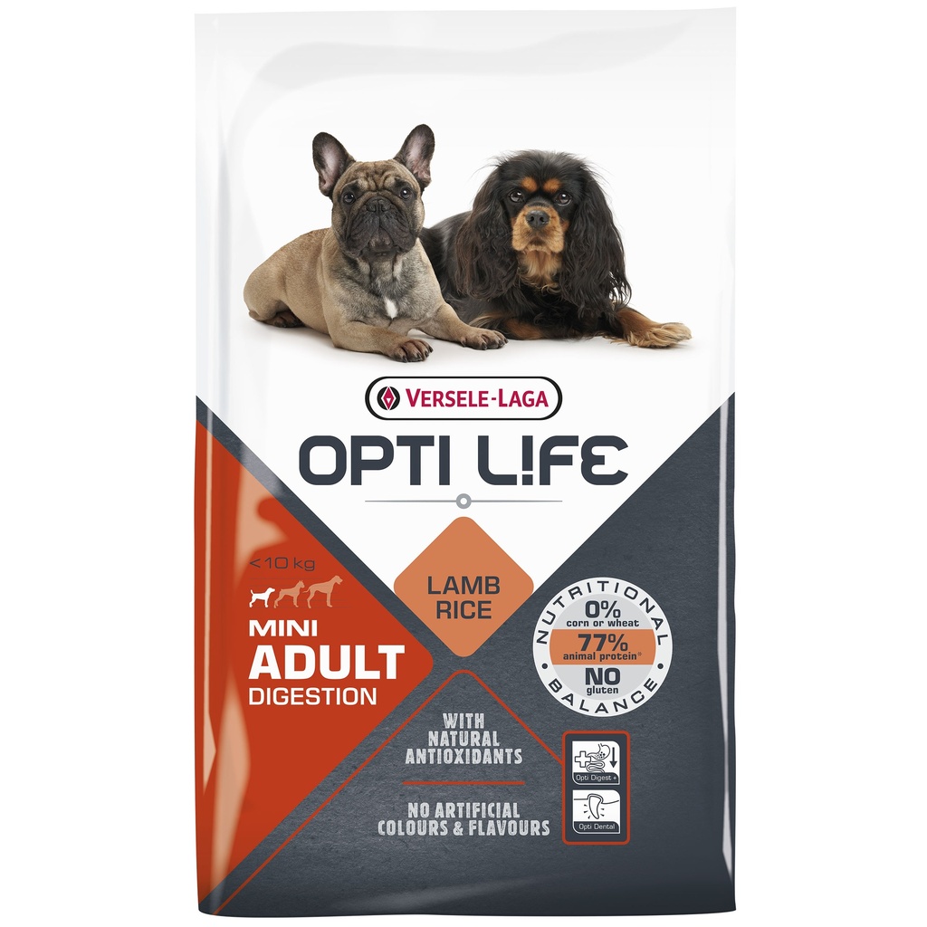 OPTILIFE CHIEN MINI ADULT DIGESTION A L'AGNEAU - 7,5KG