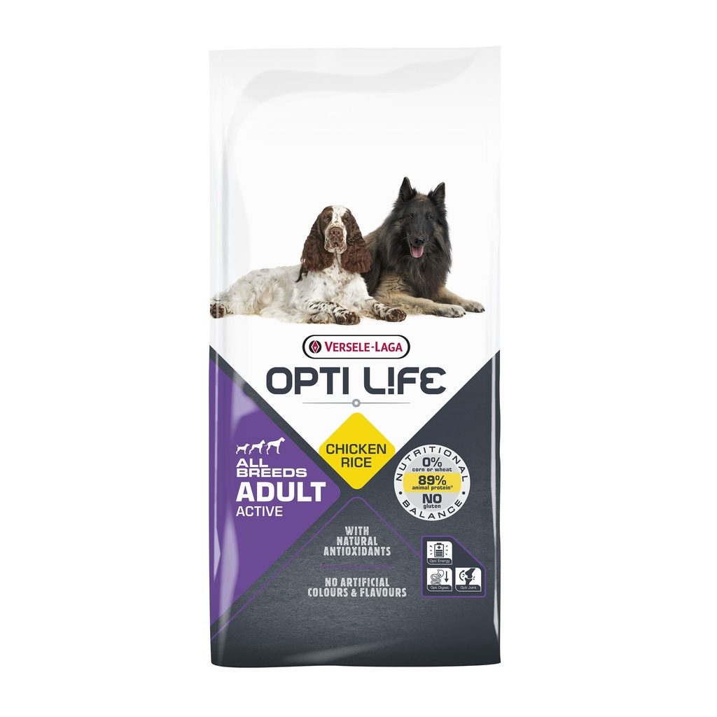OPTILIFE CHIEN TOUTES RACES ADULT ACTIVE AU POULET - 12,5KG