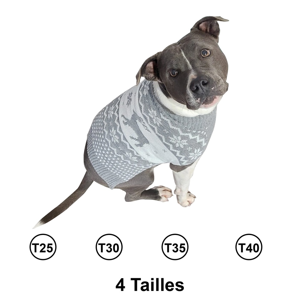 PULL GRIS JACQUARD S - 25CM
