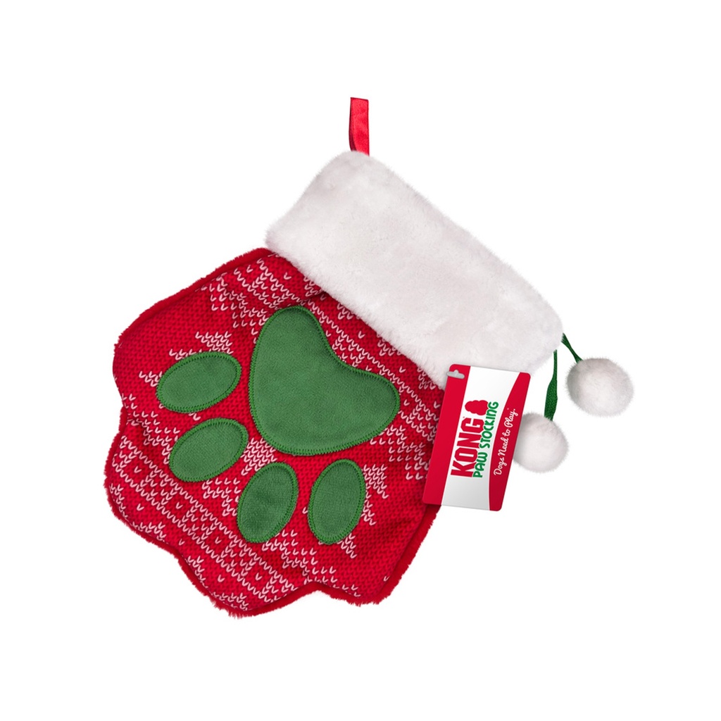KONG HOLIDAY STOCKING PAW LG 26CM DEREF