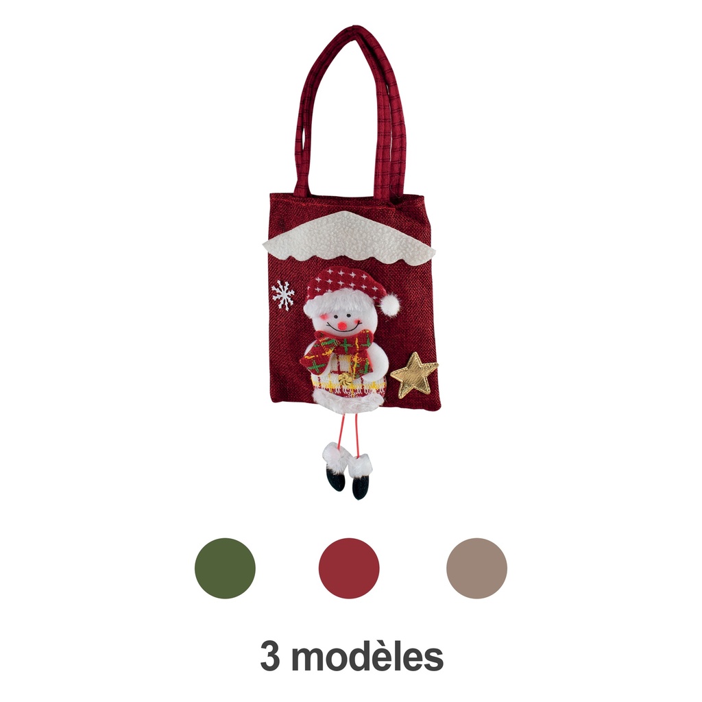 SAC DE NOEL BONHOMME DE NEIGE 19CM