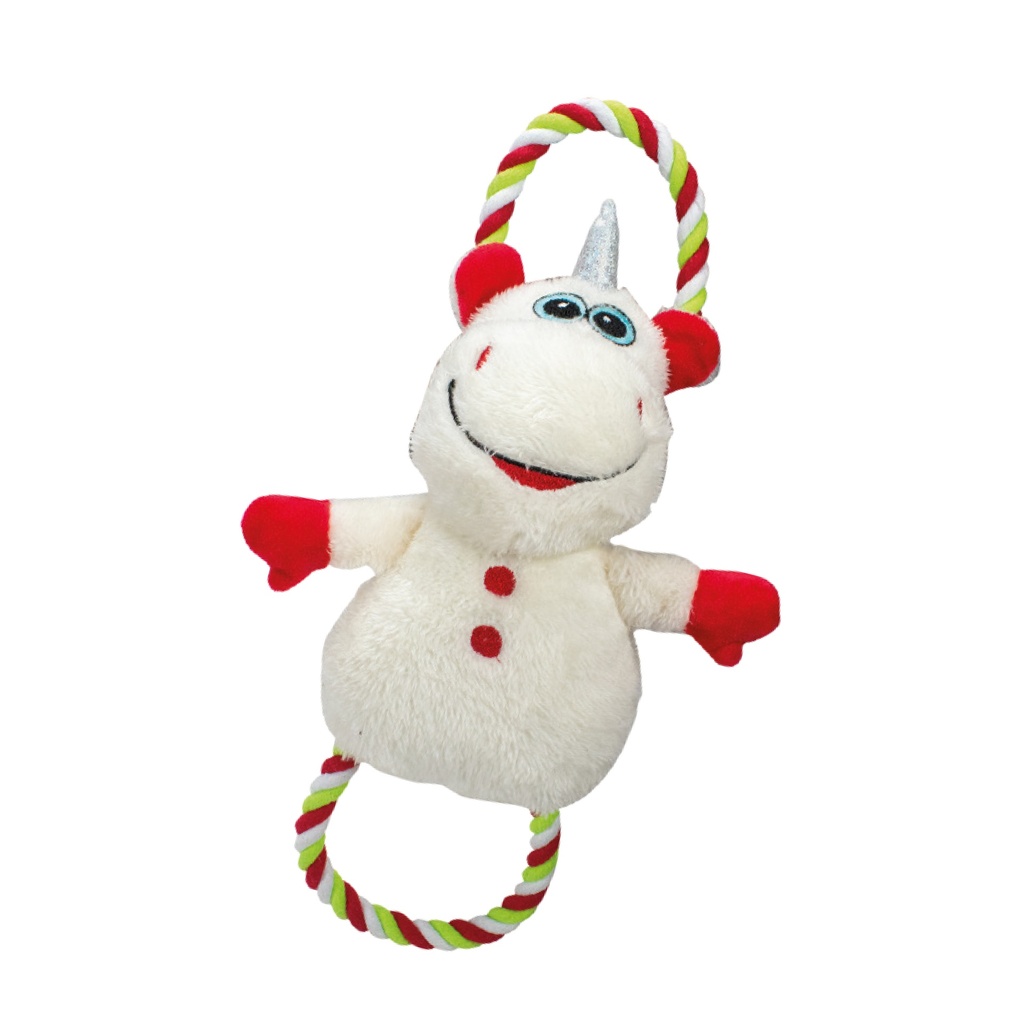 PELUCHE LICORNE DE NOEL AVEC CORDE 36CM