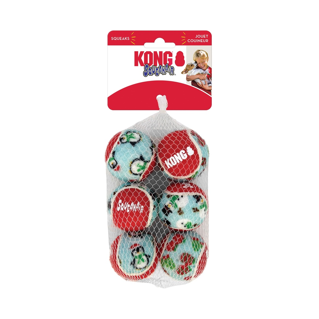 KONG HOLIDAY SQUEAKAIR BALLS 6 PCS DIAM 5CM DPF/DPC 03/24