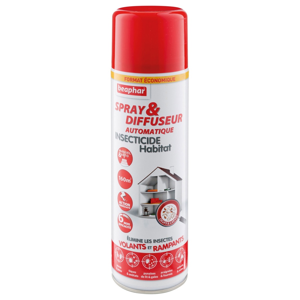 SPRAY ET DIFFUSEUR AUTOMATIQUE INSECTICIDE HABITAT 500ML(160M²) < PRIX NET