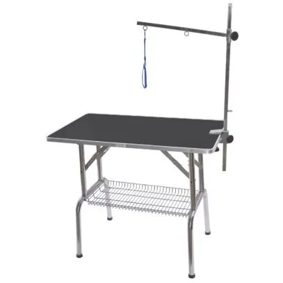 TABLE PLIANTE AVEC ROUE POTENCE SIMPLE PLATEAU 95 x 55 cm GRIS