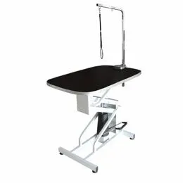 TABLE ELEVATRICE HELIOS POTENCE SIMPLE PLATEAU NOIR ET BASE BLANCHE 90 X 60 CM