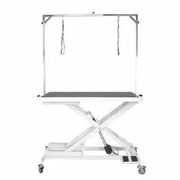 TABLE LA CALLISTO BLANCHE CDE A PIED POT DOUBLE ET ROUES