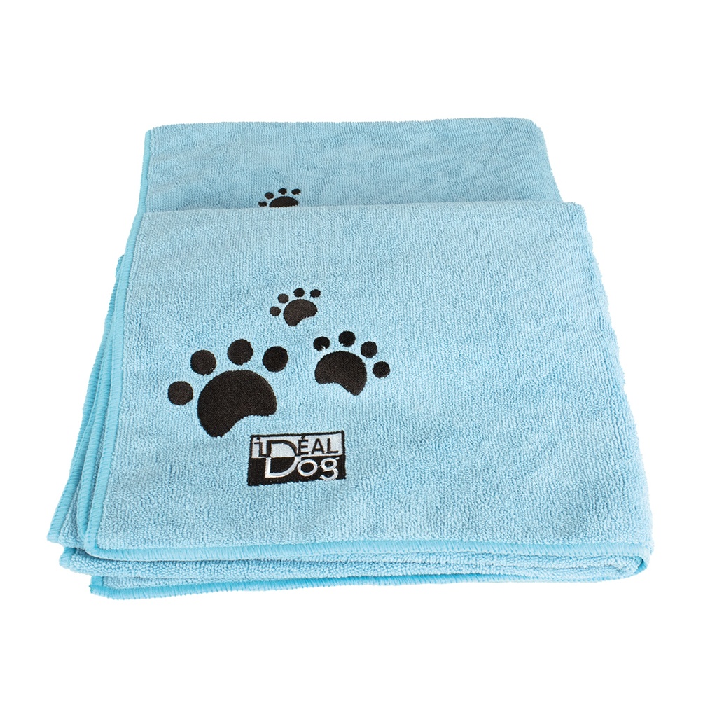 SERVIETTES MICROFIBRE IDEAL DOG BLEUES PATTES GRISES 40 x 60CM /2
