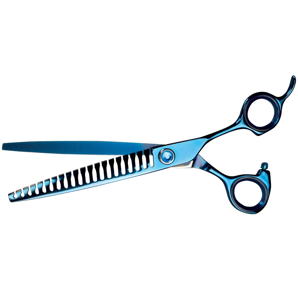 CISEAUX SCULPTEURS PHOENIX GRAND BLEU 20 DENTS PLATES 17,5 CM DEREF