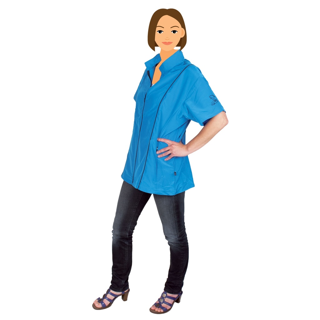 BLOUSE ANGELA TURQUOISE LISERE ET BRODERIE NOIR S