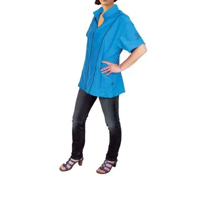 BLOUSE ANGELA TURQUOISE LISERE ET BRODERIE NOIR M