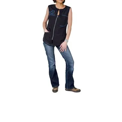 [CA1174] BLOUSE CARINA sans manches broderie bleue Taille S Poitrine 94 L 60 cm