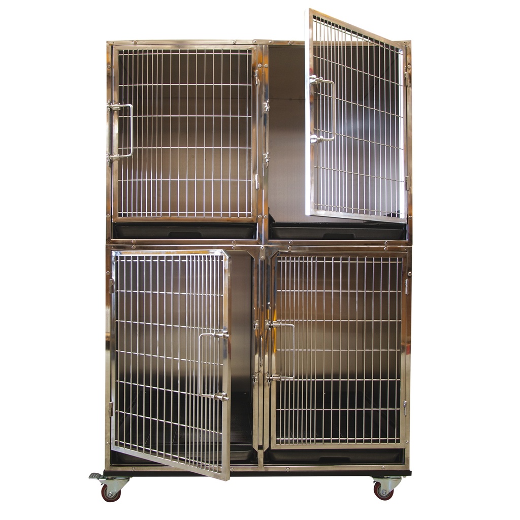 CAGES ASSEMBLEE 1X TAILLE L EN BAS + 2X TAILLE M EN HAUT 4ROUES
