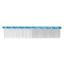 PEIGNE METAL DOUBLE 50/50 16 CM - DENTS 26 mm BLEU