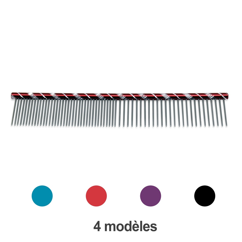 [CB1105] PEIGNE METAL DOUBLE 50/50 19 CM - DENTS 26 mm BLEU