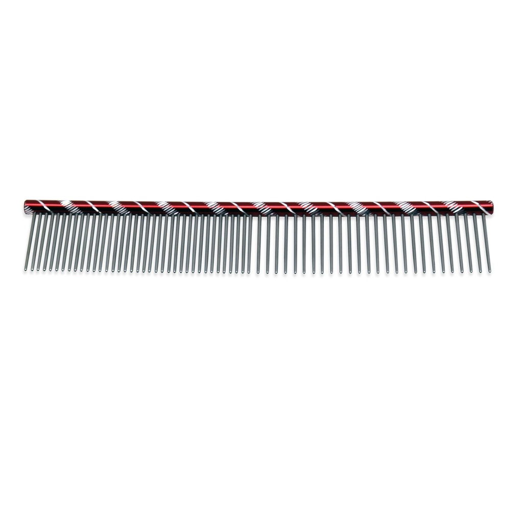 [CB1106] PEIGNE METAL DOUBLE 50/50 19 CM - DENTS 26 mm ROSE (rouge au lieu de rose)