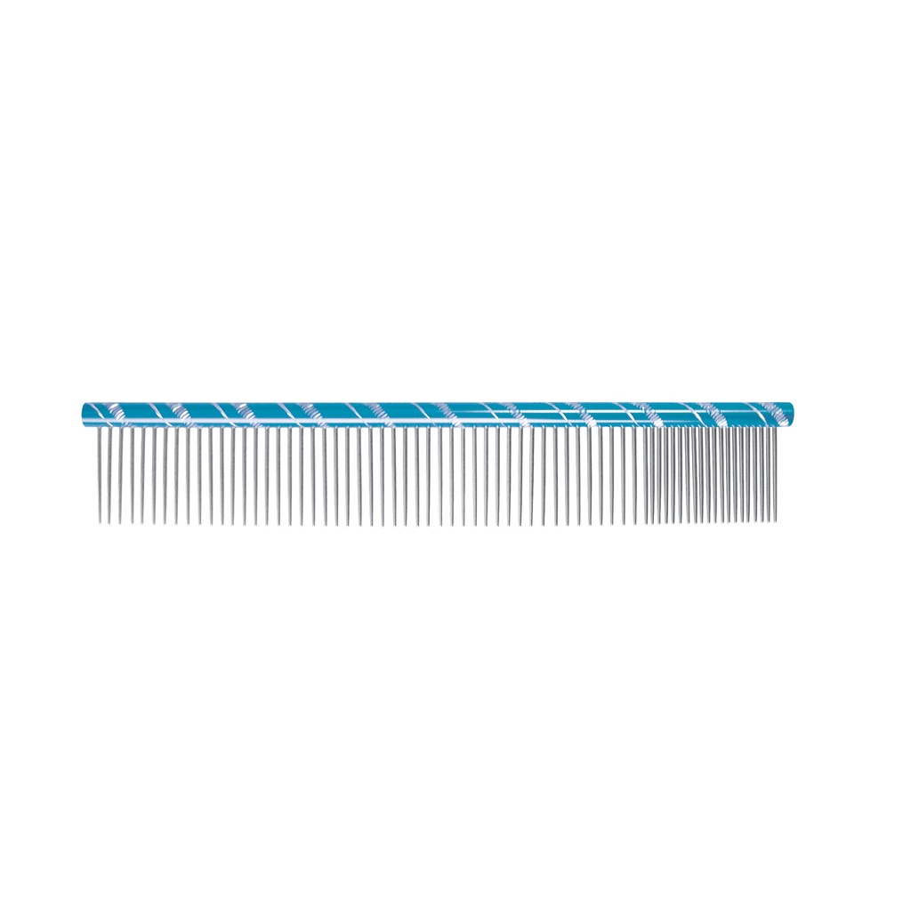 [CB1110] PEIGNE METAL DOUBLE 20/80 20 CM - DENTS 34 mm BLEU