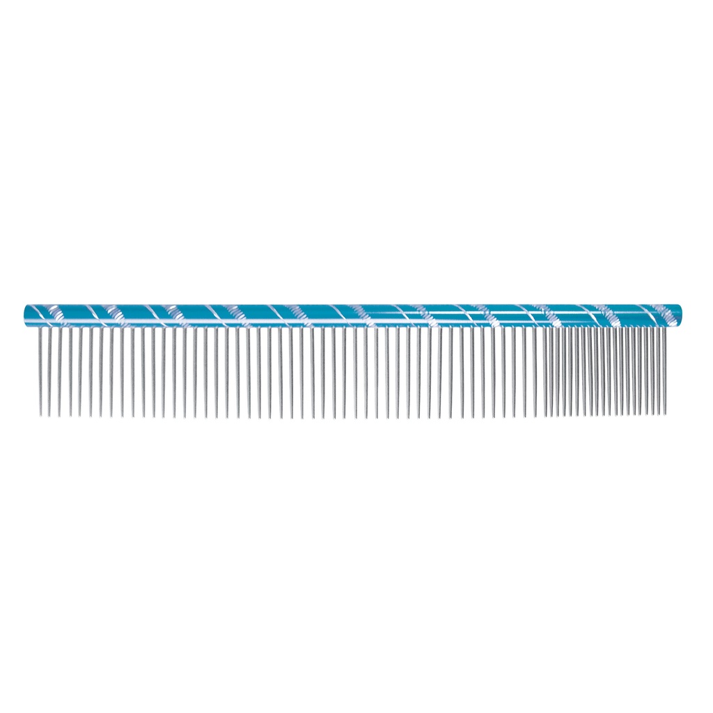 [CB1115] PEIGNE METAL DOUBLE 20/80 25 CM - DENTS 34 mm BLEU