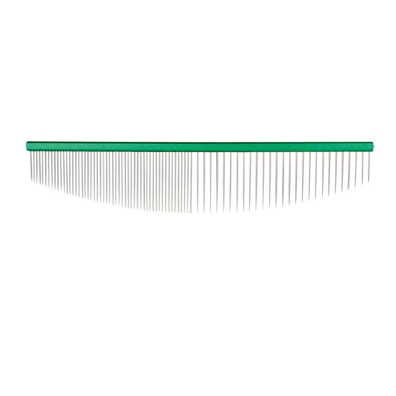 [CB1120] PEIGNE DEMI LUNE METAL VERT IDEALDOG 50/50 - 19CM -80 DENTS