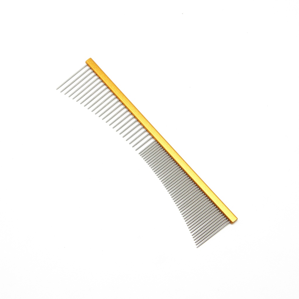 [CB1131] PEIGNE DEMI LUNE INVERSEE METAL IDEALDOG 50/50-16CM-69 DENTS-DORE