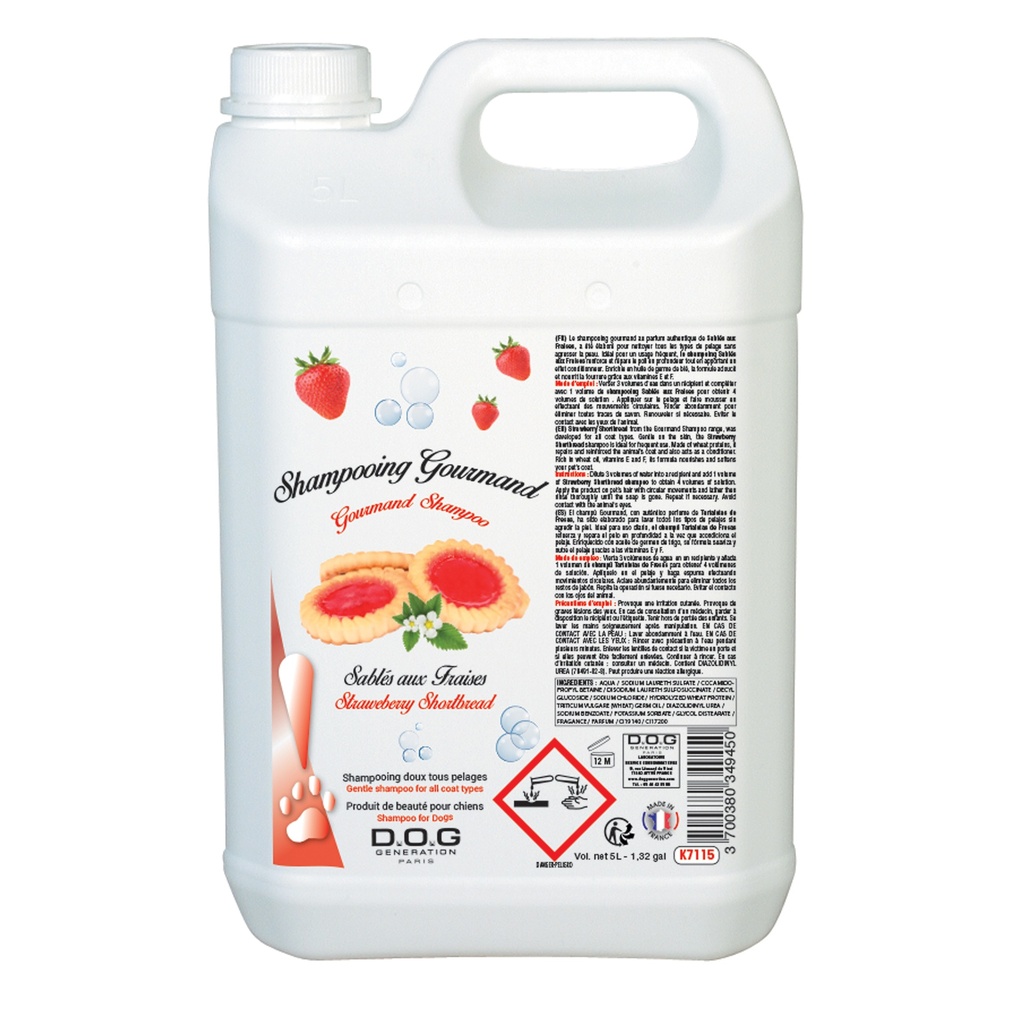 DOG GENERATION - SHAMPOOING GOURMAND Sablé aux fraises 5 L