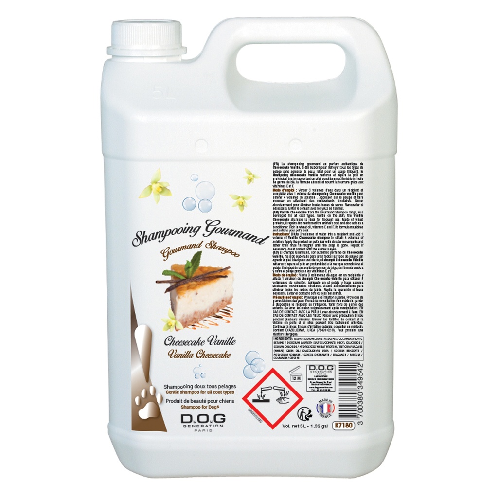 DOG GENERATION - SHAMPOOING GOURMAND Cheesecake Vanille 5 L