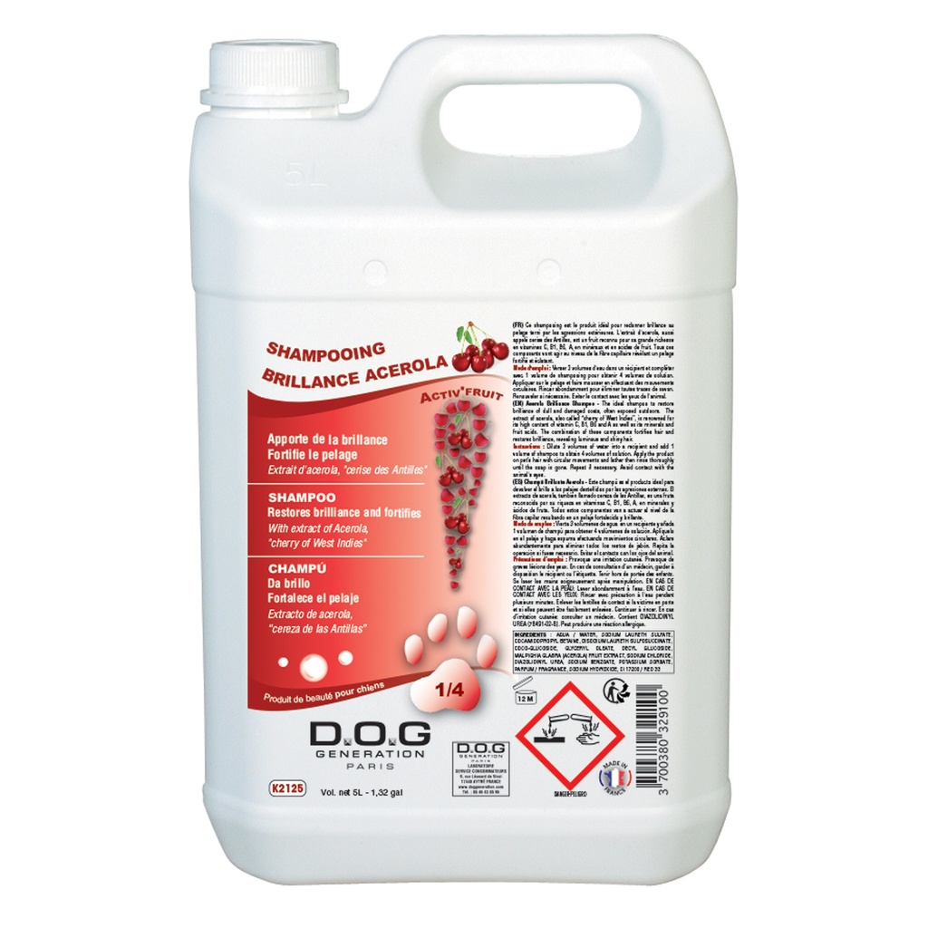 DOG GENERATION - SHAMPOOING BRILLANCE ACEROLA 5 L