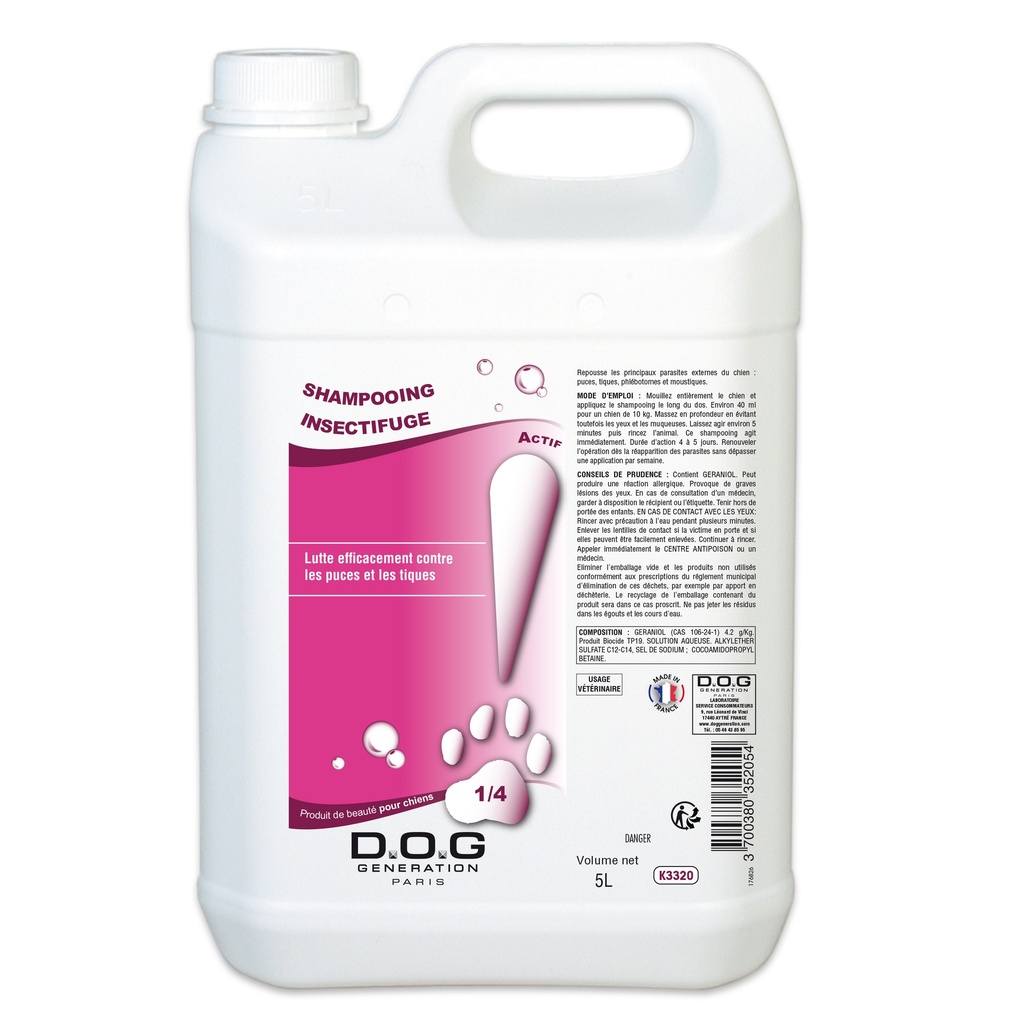 DOG GENERATION - SHAMPOOING INSECTIFUGE 5 L