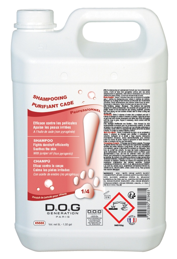 DOG GENERATION - SHAMPOOING PURIFIANT CADE 5 L DISPO CDG FIN 06/25