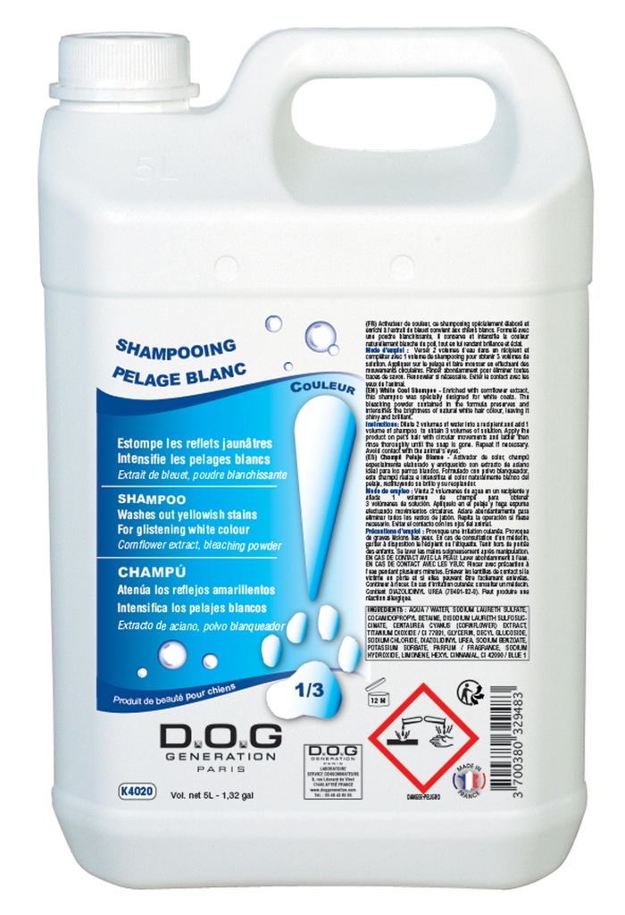DOG GENERATION - SHAMPOOING PELAGE BLANC 5 L DISPO CDG FIN 09/25